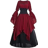 LTAKK Renaissance Dress Medieval Costume Victorian Dresses Women Peasant Gothic Fairy Witch Wedding Dress