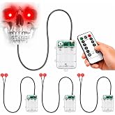 Remote Led Glowing Eyes Halloween, LED Eyes for Skeleton, Timer Waterproof | 6H Timer & 8 Modes Lighting, Halloween Light up Eyes, Light up Props for Pumpkins, Bushes, Masks, Tombstones, Red 4 Sets