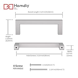 homdiy 25 Pack 3-3/4 Inch Brushed Nickel Cabinet