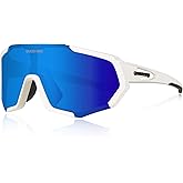 Queshark Cycling Glasses, Sports Sunglasses for Men Women, 1 Polarized 2 HD Lens, Polarized Sunglasses for Cycling Running
