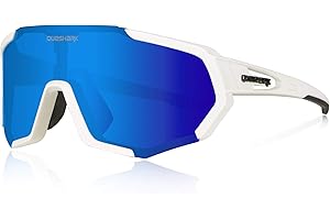 Queshark Cycling Glasses Sports Sunglasses for Men Women with 1 Polarized 2 HD Lens For MTB Running Driving Fishing Baseball