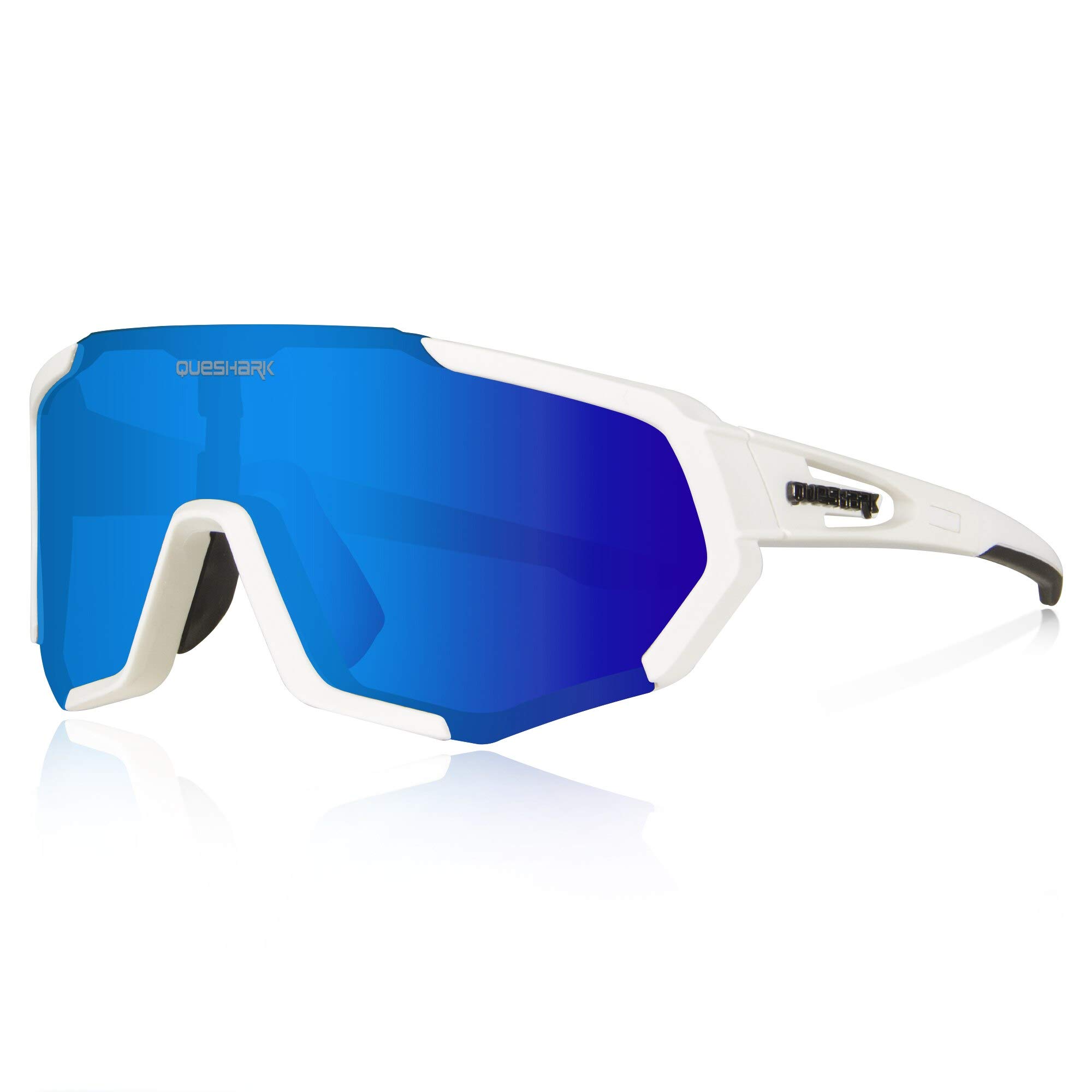 Queshark Cycling Glasses, Sports Sunglasses, Polarized Cycling Glasses with 3 Interchangeable Lenses | 29g TR90 Lightweight | UV400 Protection, for MTB, Cycling, Running, Driving, E-Bike