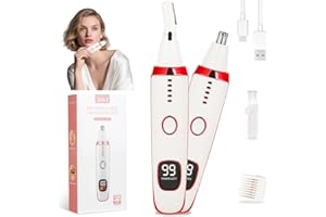 Mendaping Nose and Ear Hair Trimmer for Women Men,2 in 1 LED Display Eyebrow Hair Trimmer with USB Rechargeable,2025 Portble Waterproof Facial Hair Removal with Dual-Edge Blades for Travel (Pink)