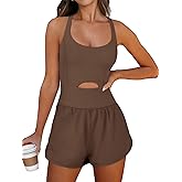 Caracilia Women's Workout Athletic Romper Summer Sets Short Jumpsuits Onesie Running Outfits Exercise Gym 2026 Trendy Clothes