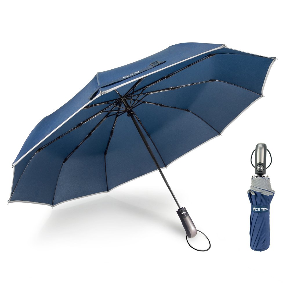 Ace Teah Travel Umbrella, Automatic Folding Umbrella 10 Ribs Windproof