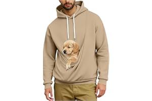 GENERIC Mens Kangaroo Pouch Hoodie for Dogs Cats Pet Carrier Hoodie Long Sleeve Hooded Pullover Animal Holder Sweatshirt