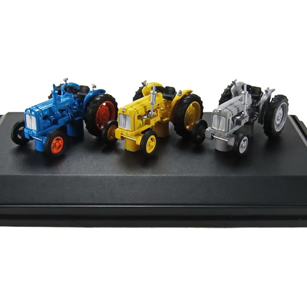 Oxford Diecast 76SET10A Triple Tractor Set Blue Yellow Grey