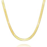 Rewizoo 14K Gold Necklace for Women Non Tarnish 4mm Snake Chain for Women Herringbone Gold Necklace for Mens Necklaces Chain 16" - 26 "