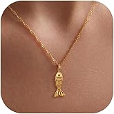 Vacation Jewelry for Women Fish Charm Necklace Dainty Gold Necklace for Women Beach Jewerly Pendant Necklaces Summer Stuff Beach Dress Inspired Accessory Trendy