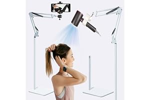 YUNHAN Hair Dryer Stand Holder Adjustable Hands Free Hair Dryer Holder，360 Rotate Hands Free Blow Dryer Holder，Blow Dryer Stand Hands Free Clip Suitable for 99%