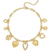 LILIE&WHITE Gold Cross Charms Necklace Trendy Heart Pendant Necklace Chunky Gold Necklaces Fashion Pearl Heart Flower Choker Necklaces Jewelry