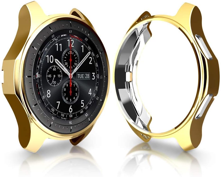 Cuteey Case for Samsung Galaxy Watch 46mm,Soft TPU Protector Bumper Shock-Proof Protective Cover for Galaxy Watch Gear S3 Band Accessories (Gold, 46mm)