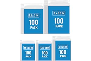 SOTMALTK 500 PCS Small Plastic Bags, Mini Resealable Bags, 4 Different Sizes Small Jewelry Clear Storage Poly Bag for Packaging, Candy, Pill