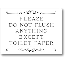 Amazon.com: Please Do Not Flush Anything Except Toilet Paper Sign, Plastic  4 x 3", Easy to Mount Sign for Bathroom, White, Pack Of 1 : Everything Else