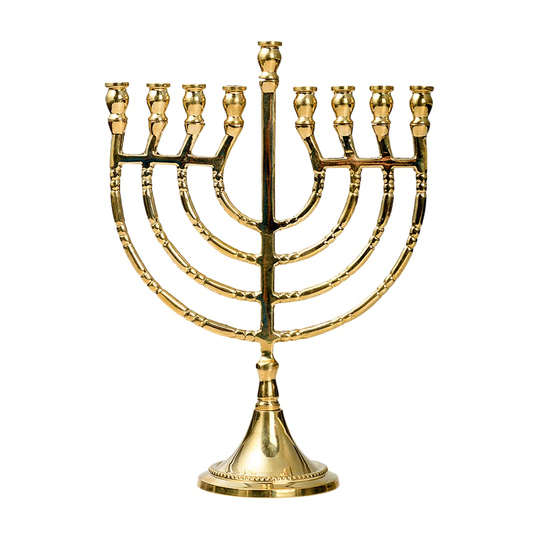 NKlaus Hanukkah light 9arm brass gold plated height 21,5cm candle holder light festival handmade 10899