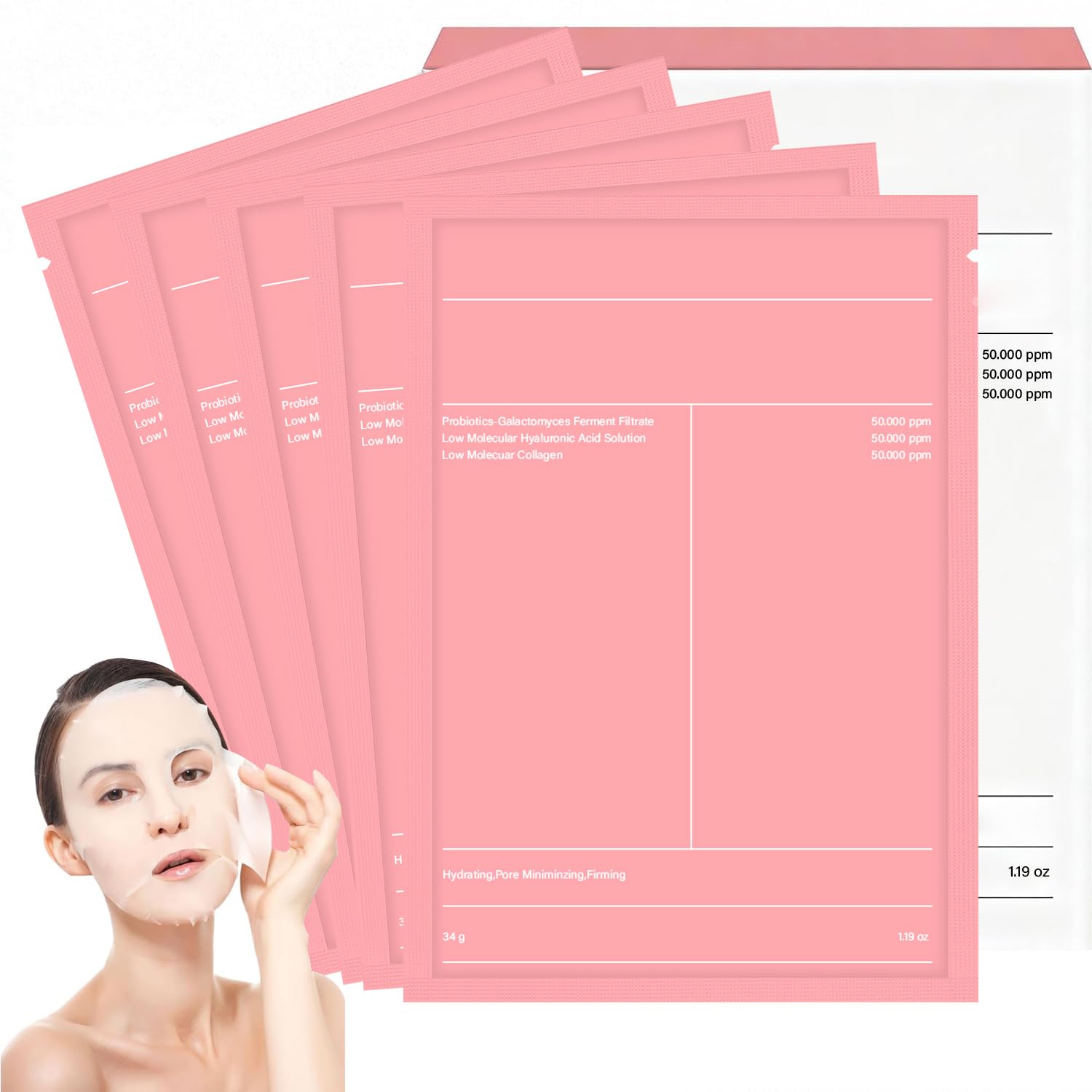 Collagen Face Mask, 5Pcs Korean Face Mask, Overnight Hydrogel Masks, Glass Skin Face Mask, Overnight Hydration for Dry Skin, Overnight Face Mask for Deep Moisture, Wrinkles, Fine Lines, Pores