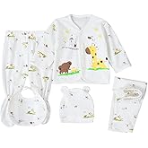 FITFIFTH POD Unisex Baby Clothes 5 Piece Layette Sets Cotton Newborn Clothes Gift Set For 0-3 Months