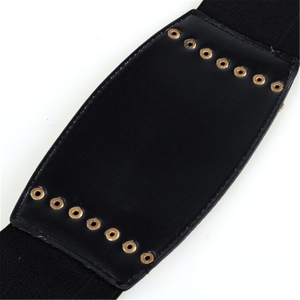 Ayliss Women Elastic Waistband Wide Band Tied Waist Cincher Belt,Black