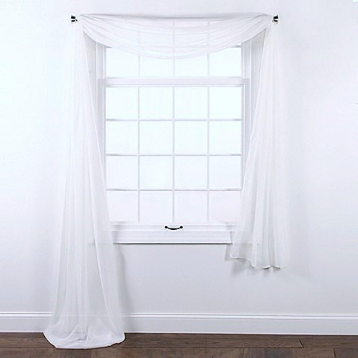 Gorgeous Home LINEN ( White 1PC Voile Sheer Curtain Panel Rod Pocket Drape/Scarf Swag Valance Window Treatment in Different (1 Scarf 37" X 216")