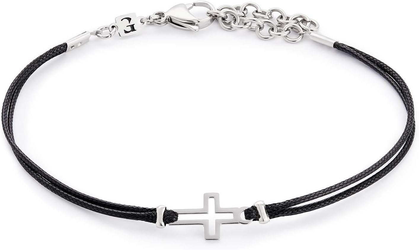 Galis Jewelry for Women and Men - Unisex Waterproof Ankle Bracelets for Women and Men with Stainless Steel Cross Pendant, Summer and Beach Bracelets for Women and Men, 9.4" long 2 Layered Rope Anklet
