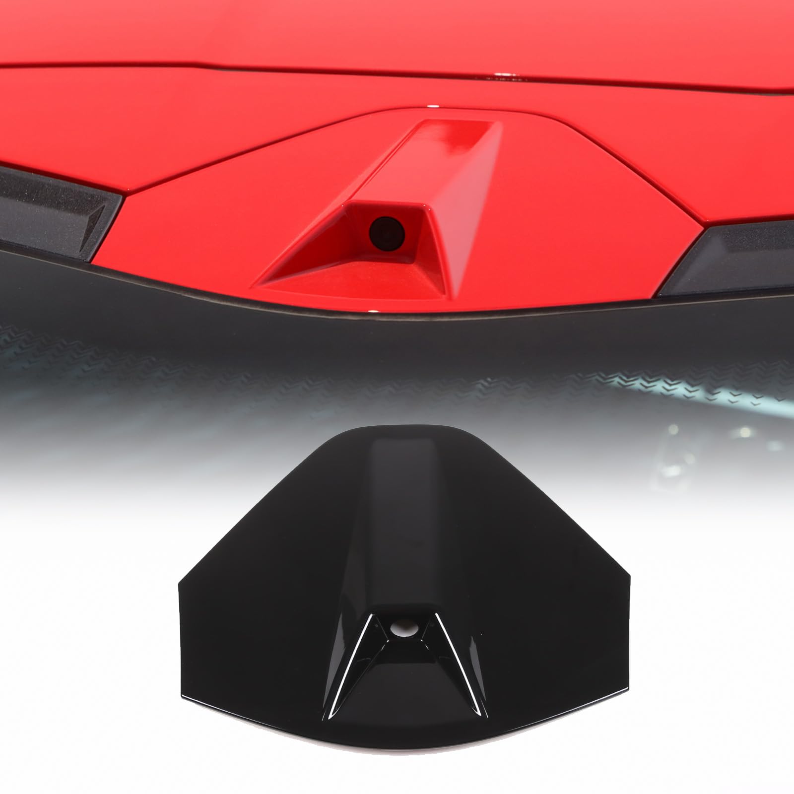 Photo 1 of Rear Decklid Camera Vent Cover Compatible with Chevrolet Corvette C8 2020-2023, Car Roof Camera Overlay Trim, C8 Camera Decklid Accessories (Gloss Black)
