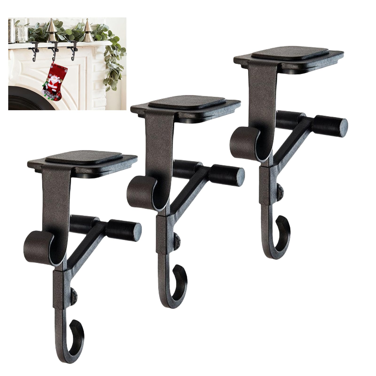 Photo 1 of EGUARTE 2-in-1 Fireplace Stocking and Garland Hanger for Mantel –Adjustable Garland Holder,Heavy Duty Christmas Decoration Hook, No Drill,Holds Up to 20 lbs (3Pcs)