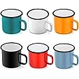 P&P CHEF Enamel Camping Coffee Mug Set of 6, Small Colored Mugs Cups for Family Gathering/Friend Party/Camping/Picnic/Fishing, Lightweight & Portable -12 Ounce, 350ML & Multicolor