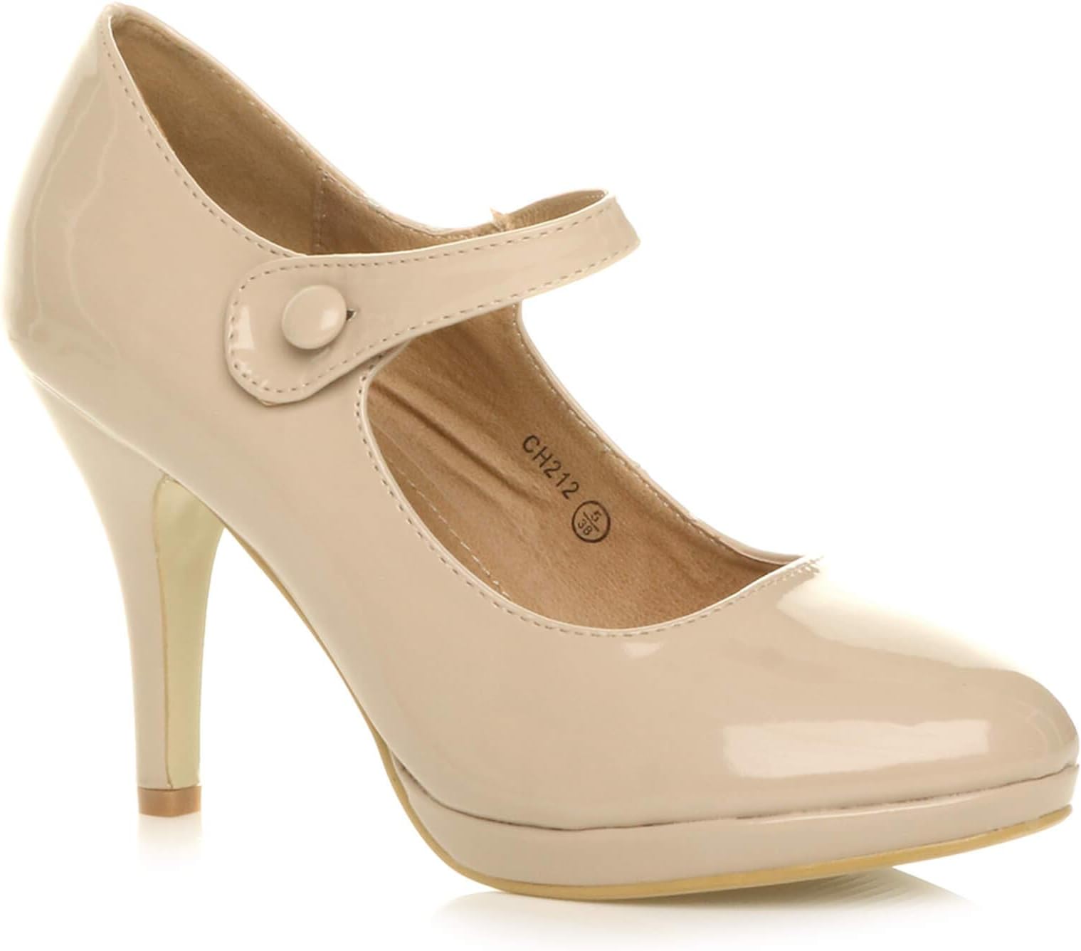 AJVANIWomens Ladies mid high Heel Mary Jane Evening Work Platform Bridal Party Prom Court Shoes Size.