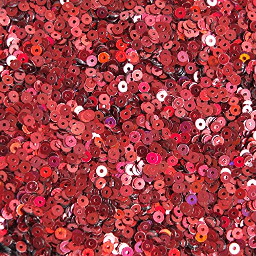 3mm Round Flat Sequins Cranberry Red Lazersheen Rainbow Reflective Metallic. Made in USA