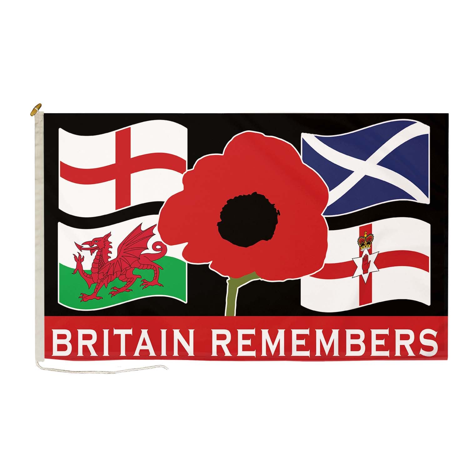 DuraFlag Britain Remembers 5ft x 3ft Flag Premium Quality with Rope and Toggle Reinforced Stitching Heavy Duty Polyester 150cm x 90cm Remembrance Military Flag