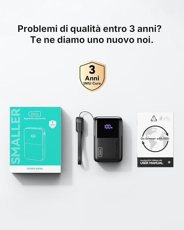 10000mAh Power Bank, Mini 45W Ricarica Rapida Caricatore Portatile
