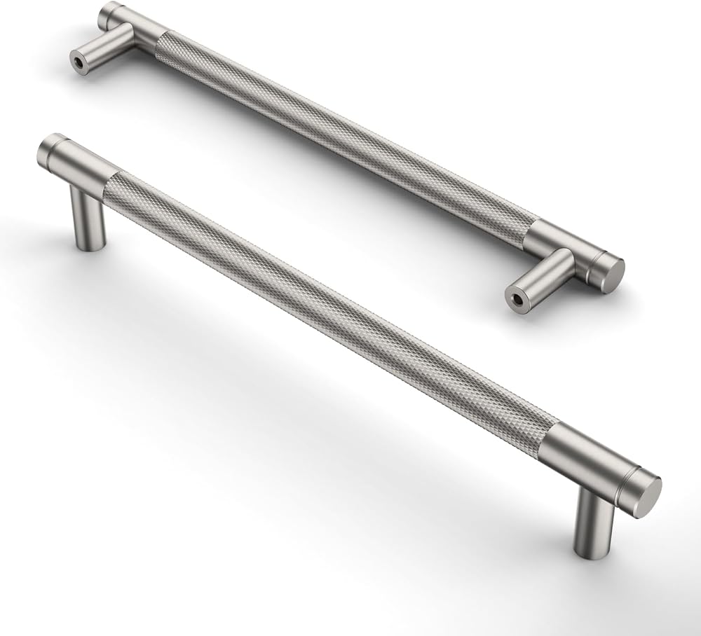Amerdeco 10 Pack Brushed Satin Nickel Knurled Cabinet Pulls 160mm AM003