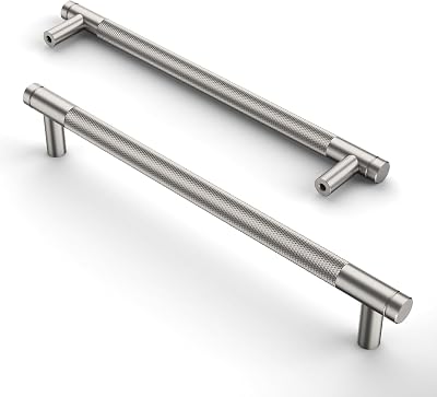 Amerdeco 10 Pack Brushed Satin Nickel Knurled Cabinet Pulls 160mm AM003