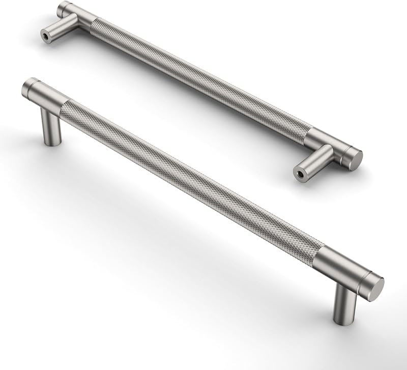 Amerdeco 10 Pack Brushed Satin Nickel Knurled Cabinet Pulls 160mm AM003