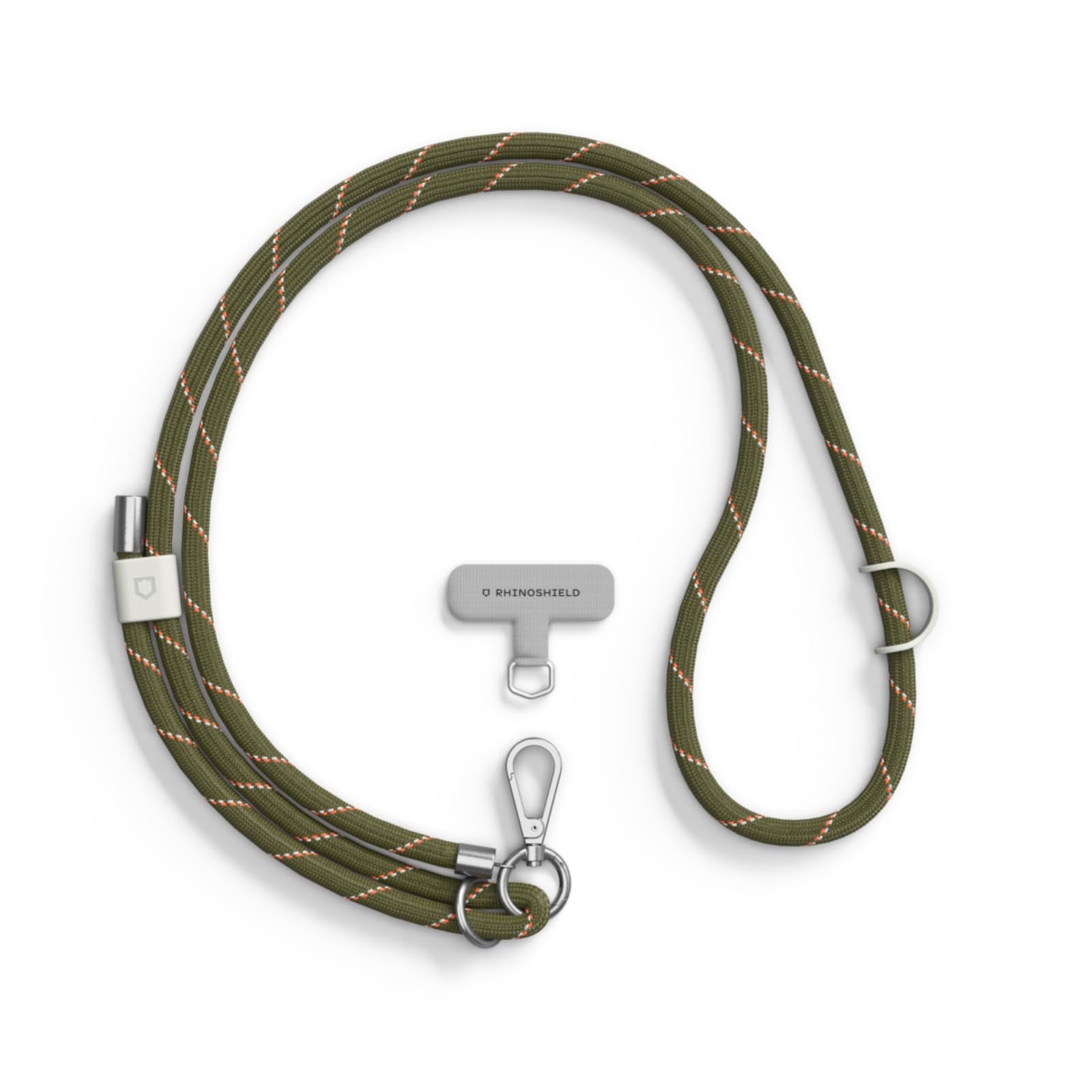 RHINOSHIELD Braided Crossbody Phone Lanyard | Easy to Adjust, Additional loop to hang Airpods, Keys, Durable Strap, Multiple Colors, Made of Recycled Materials(Landyard Card Included) - Olive Green