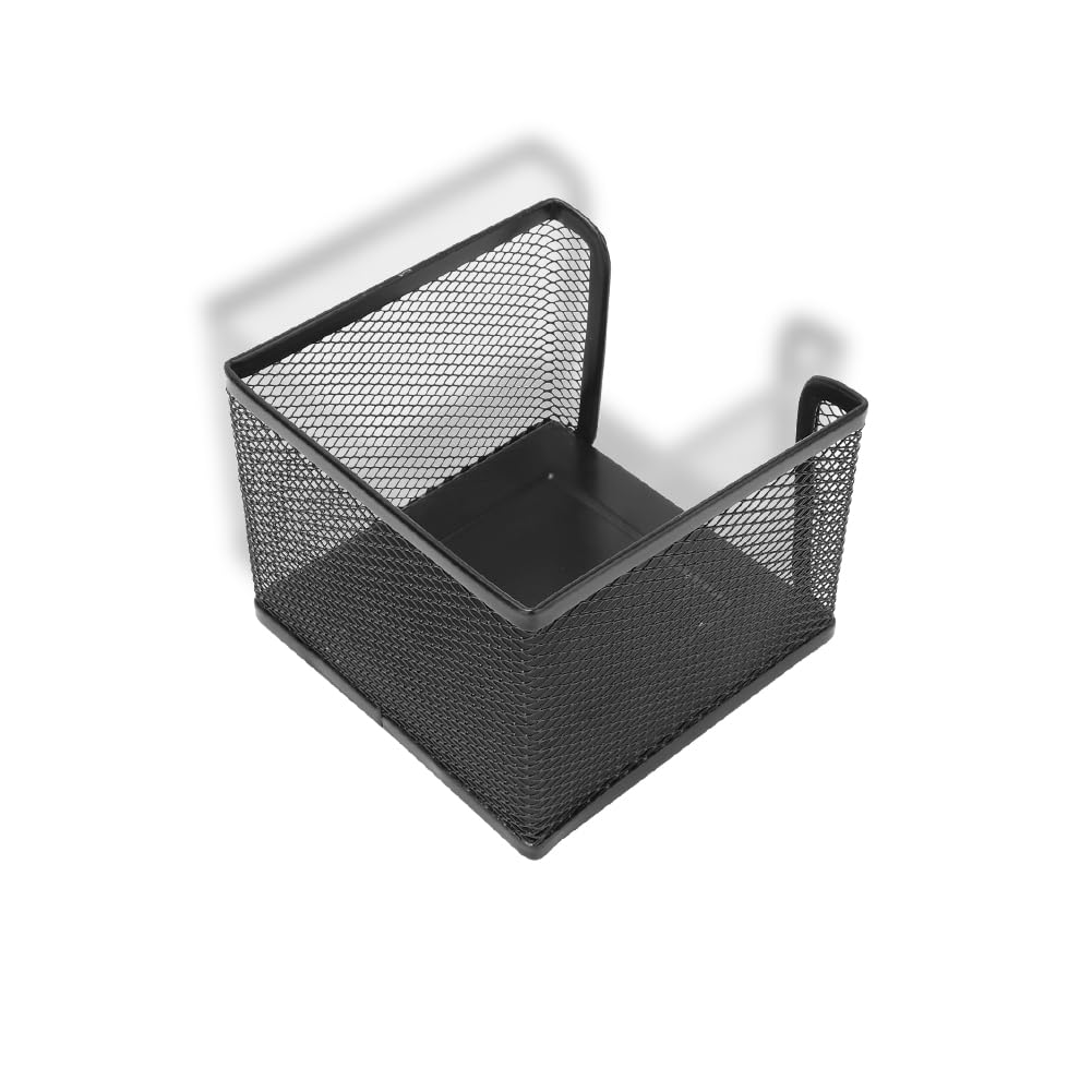 Metal Mesh Desktop Organizer, Memo Storage Note Box Organizer Business Sticky Message Holder Desk Shelf Card Stand Block Notes Dispenser Convenient Solution for Office Home School Stationery Supplies