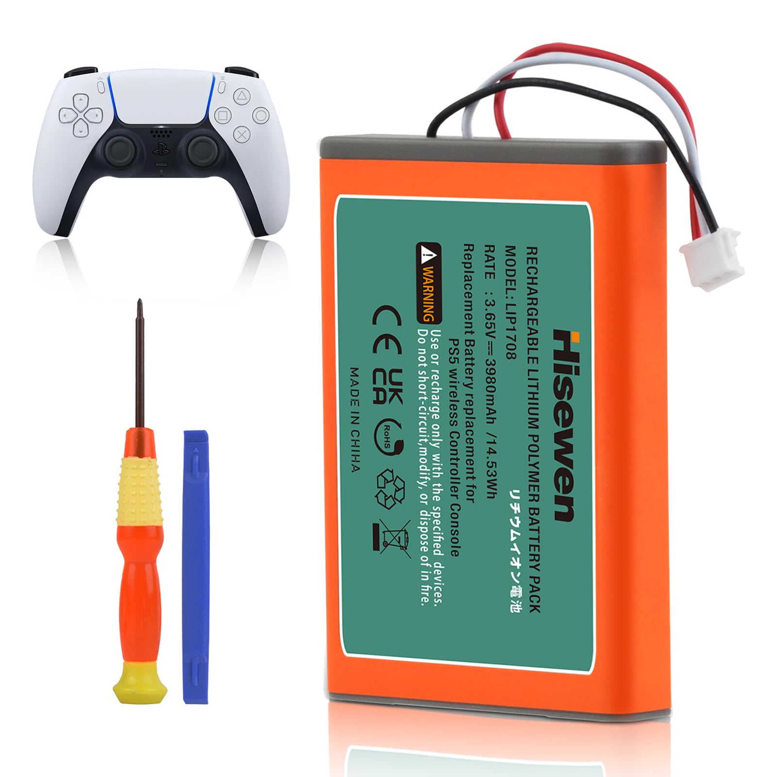 Hisewen Rechargeable LIP1708 Battery for Sony PlayStation 5 DualSense CFI-ZCT1W Wireless Controller