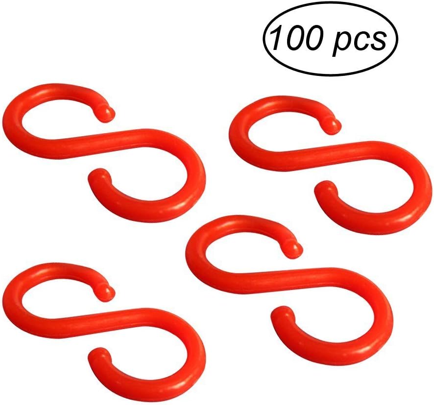 BESTOMZ 100 Pcs Plastic S Shaped Hooks Hangers for Kitchen Bathroom