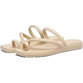Qzize Women's Square Toe Sandals With Arch Support Lightweight Flip Flops | Stretchable Toe Loop Slides, Flexible Cushioning, Non-Slip Grip, Lightweight,Comfort for Pool, Travel, Summer