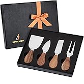 JLIAN MIOR Exquisite 4-Piece Cheese Knives Set,Complete Stainless Steel Cheese Knife Collection(Acacia Wood Handle),Gift-Read