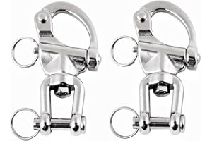 2/4 PCS Heavy Duty Marine 316 Stainless Steel Fixed Snap Shackle Quick Connect Shackle Snap Hook Rigging for Sailboat Yacht W