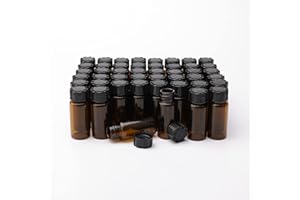 NewZoll Liquid Sample Glass Bottles Vials Screwcap Brown Bottles Capacity 10ml,1/3 Oz Pack of 50