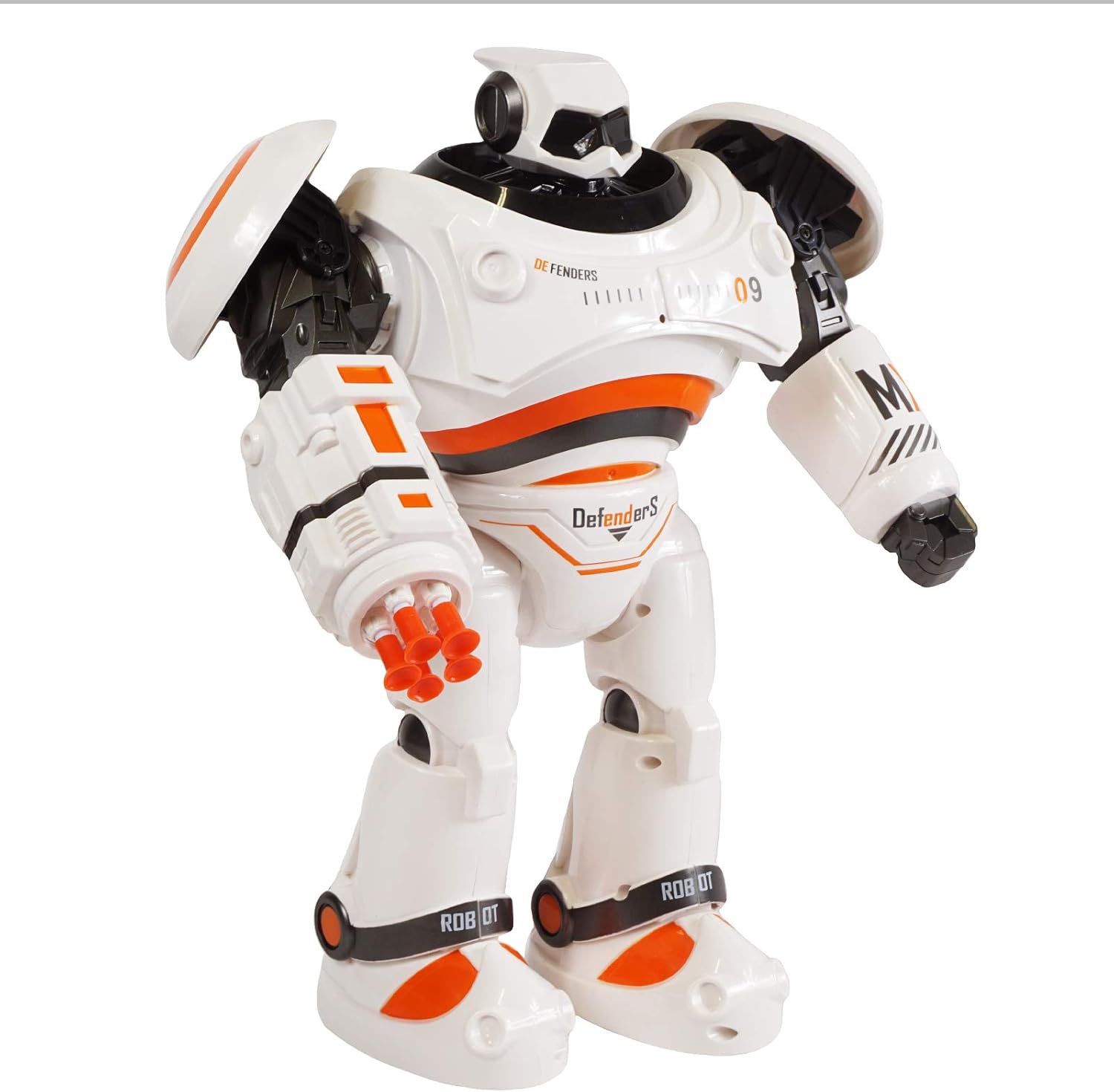 Scale Sports Remote Control Robot Toy Shoots Missiles Walks Dances Sounds Flashing Lights Smart Multi Function RC Programmable Robot Kit for Kids