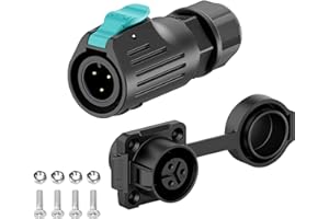 PLUGOOD EW-LP12 Industrial Waterproof Connector IP68 Quick Plugging Circular Connector PBT Plastic Shell Aviation Connector Fast Release Electrical Connector M12 2-8 Pin Flange Socket (3 Pin)