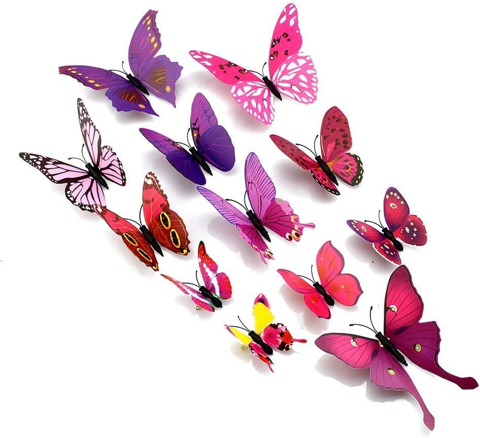 Sangu 3D Colorful Butterfly Removable Mural Wall Stickers Wall Decal for Home Decor(Colorful)