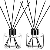 Chunful 2 Set Reed Diffuser Bottles, 100ml Glass Jars with Stick, Clear | Empty Glass Bottles, Refillable Fragrance, Black Caps, Inner Stoppers, for DIY Scent Blends, Living Room Home, No Oils