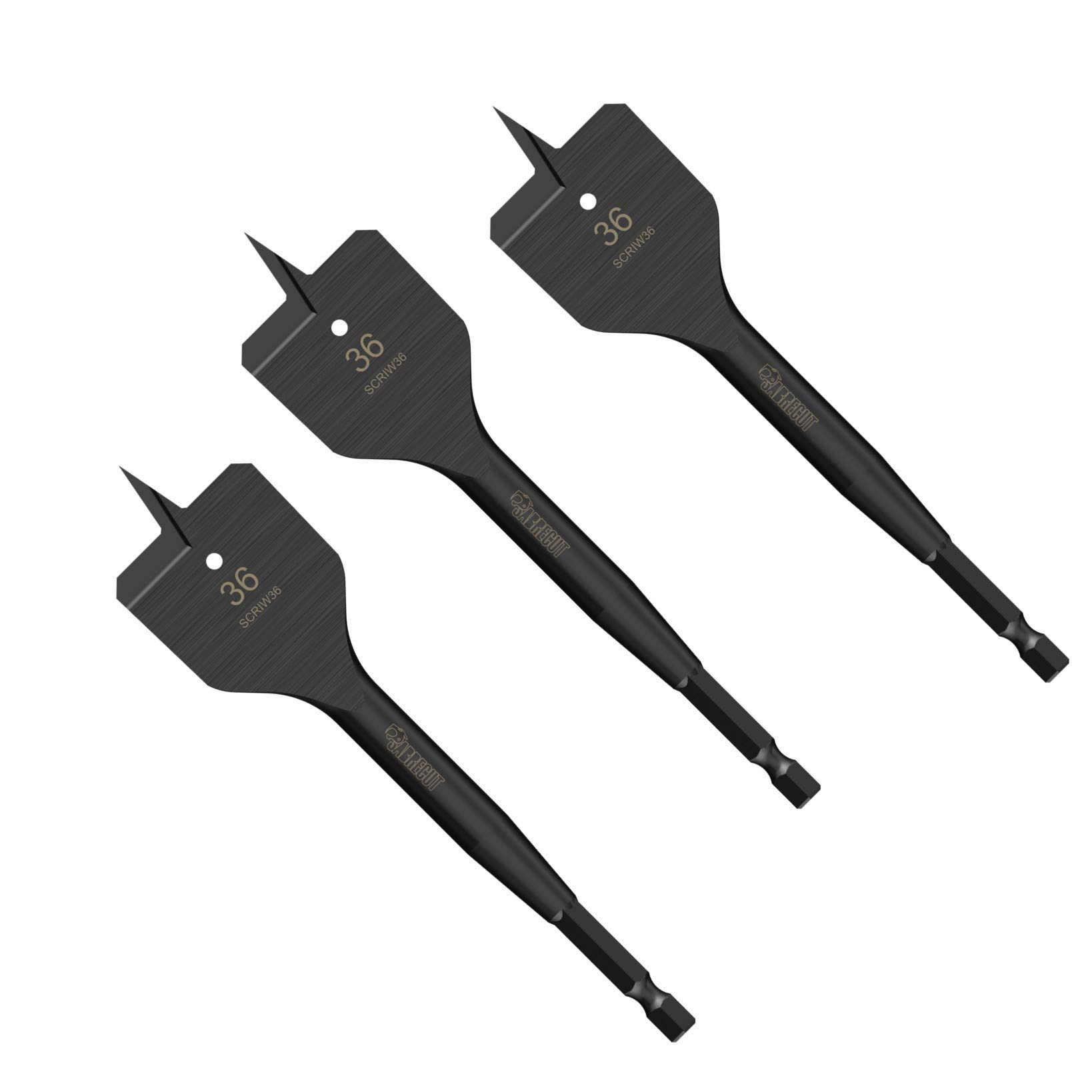 3 x SabreCut SCRIW36_3 36mm x 152mm Impact Rated Flat Wood Spade Bits for Softwood Hardwood Chipboard