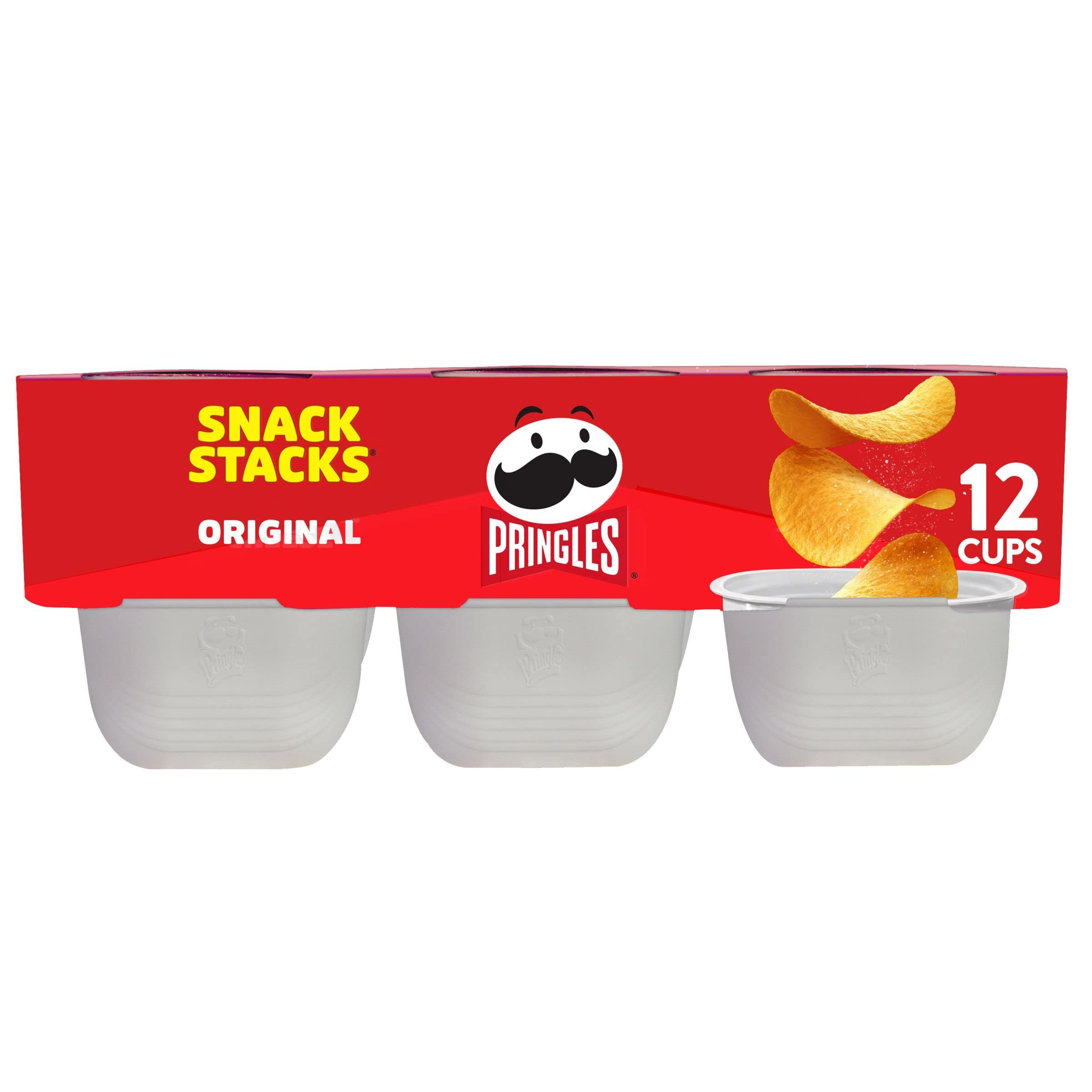 Photo 1 of   exp 05/29/2025   Pringles Potato Crisps Chips, Lunch Snacks, On-the-Go Snacks, Snack Stacks, Original, 8oz Tray (12 Cups)