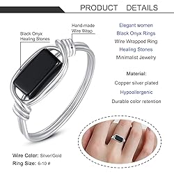 Fiklon Black Onyx Rings Crystal Rings for Women