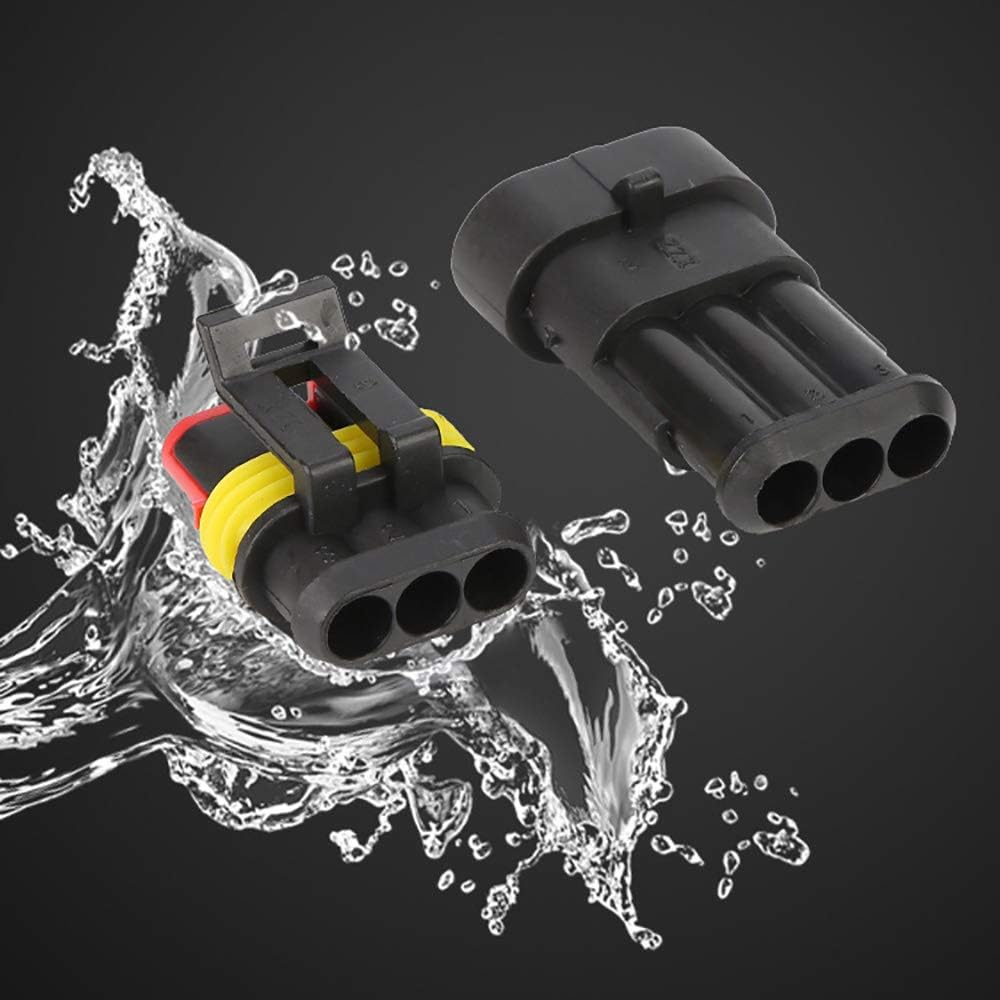 CESFONJER Car Wire Connector | Waterproof Electrical Terminal | Plug for Auto Motorcycle Scooter Truck Marine Plug Socket Kit | 3 Pin × 10 Kit - Image 4